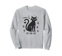Living The Cat Dad Life: Feline Father's Paw-Some Sweatshirt, Unisexe pour Adultes, Gris Chiné, XXL