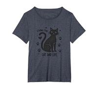 Living The Cat Dad Life: Feline Father's Paw-Some T-Shirt, Femme Grandes Tailles, Bleu Chiné, 5X