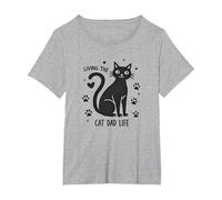 Living The Cat Dad Life: Feline Father's Paw-Some T-Shirt, Femme Grandes Tailles, Gris Chiné, 3X