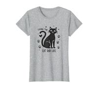 Living The Cat Dad Life: Feline Father's Paw-Some T-Shirt, Femme, Gris Chiné, M