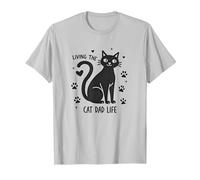 Living The Cat Dad Life: Feline Father's Paw-Some T-Shirt, Homme, Argent, L