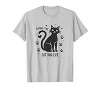 Living The Cat Dad Life: Feline Father's Paw-Some T-Shirt, Homme, Argent, S