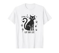 Living The Cat Dad Life: Feline Father's Paw-Some T-Shirt, Homme, Blanc, M