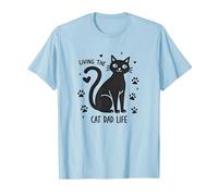 Living The Cat Dad Life: Feline Father's Paw-Some T-Shirt, Homme, Bleu Céleste, XL
