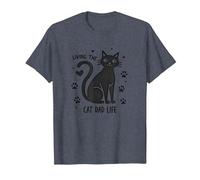 Living The Cat Dad Life: Feline Father's Paw-Some T-Shirt, Homme, Bleu Chiné, L