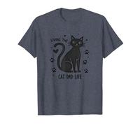 Living The Cat Dad Life: Feline Father's Paw-Some T-Shirt, Homme, Bleu Chiné, XL