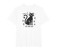 Living The Cat Dad Life: Feline Father's Paw-Some T-Shirt, Homme Grandes Tailles, Blanc, 3X Tall