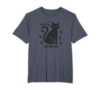 Living The Cat Dad Life: Feline Father's Paw-Some T-Shirt, Homme Grandes Tailles, Bleu Chiné, 3X Tall