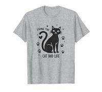Living The Cat Dad Life: Feline Father's Paw-Some T-Shirt, Homme, Gris Chiné, L