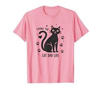 Living The Cat Dad Life: Feline Father's Paw-Some T-Shirt, Homme, Rose, XL