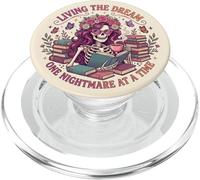 Living The Dream Book Reading Boho Floral Skeleton Bookish PopSockets PopGrip pour MagSafe