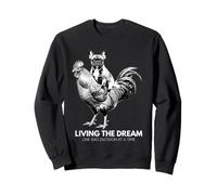 Living The Dream - Motif Amusant de Chien chevauchant Un Poulet Sweatshirt
