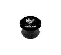 Living The Dream Motif Amusant d'écureuil chevauchant Un Poulet PopSockets PopGrip Adhésif