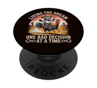Living The Dream One Bad Decision at a Time Funny Raton Laveur PopSockets PopGrip Adhésif