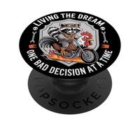 Living The Dream One Bad Decision at a Time Funny Raton Laveur PopSockets PopGrip Adhésif