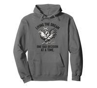 Living The Dream One Bad Decision At A Time Raccoon Rooster Sweat à Capuche