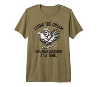 Living The Dream One Bad Decision At A Time Raccoon Rooster T-Shirt Haut de Gamme