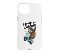 Living The Dream Sloth Cruising on a mobylette. Coque pour iPhone 15 Plus