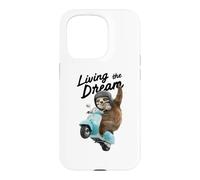 Living The Dream Sloth Cruising on a mobylette. Coque pour iPhone 15 Pro