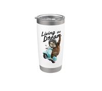 Living the Dream Sloth Cruising on a mobylette. Gobelet isotherme en acier inoxydable double paroi