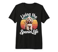 Living The Spaniel Life - Vintage Cocker Cartoon T-Shirt Haut de Gamme