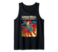 Living Well Dragon Sarcastic Retro Vintage Funny Adult Humor Débardeur