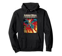 Living Well Dragon Sarcastic Retro Vintage Funny Adult Humor Sweat à Capuche