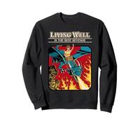 Living Well Dragon Sarcastic Retro Vintage Funny Adult Humor Sweatshirt