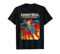 Living Well Dragon Sarcastic Retro Vintage Funny Adult Humor T-Shirt