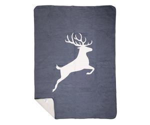 LivingActive Plaid cerf bondissant gris foncé