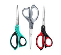 LIVINGO 8,5" Ciseaux, Ciseaux en inoxydable 3 packs ultra tranchants, professionnel Ergonomic Comfort Grip Scissors for Office School Home Supplies