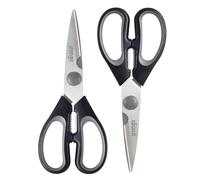 LIVINGO Lot de 2 ciseaux pointus de 19,1 cm pour nourriture, viande, poulet, poisson, légumes et barbecue - Outils utilitaires - Décapsuleur de bouteille, casse-noix et écailleur de poisson