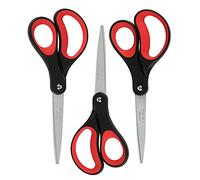 LIVINGO Lot de 3 ciseaux de bureau 20,3 cm en titane avec revêtement en oxyde de zirconium, professionnel en acier inoxydable confortable et ergonomique, tout usage (rouge/noir)