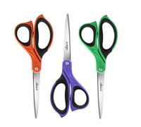 LIVINGO Lot de 3 ciseaux tranchants 21,6 cm confortable bureau, acier inoxydable couture, papier, école, loisirs créatifs