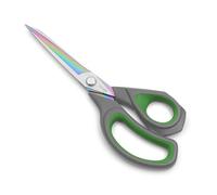 LIVINGO Professionnels 24 CM Ciseaux en Acier Forgé Revêtus de Titane - Ciseaux Polyvalents pour Couture, Artisanat, Tissu, Cuir, Papier, Haute Précision, Poignée Ergonomique, Gris/Vert