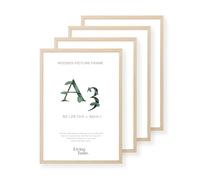 LIVINGTASTE A3 Cadre photo 29.7x42 cm finition chêne Naturel avec façade acrylique, lot de 4, idéal pour décoration murale et décoration intérieure
