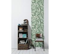 Livingwalls 368391 36839-1 Panneau autocollant 3D en forme de jungle avec feuilles de palmier Blanc/vert 2,50 m x 0,52 m