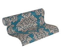 Livingwalls 368985 Papier peint intissé pailleté, Beige Blau Metallic, 10,05 m x 0,53 m