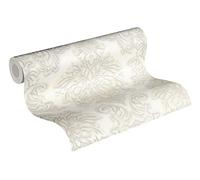 Livingwalls 368985 Papier peint intissé pailleté, Beige Metallic Weiß, 10,05 m x 0,53 m