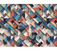Livingwalls 382871 Papier peint photo 3D géométrique coloré Bleu Motif moderne non tissé pour salon 3,71 x 2,80 m Fabriqué en Allemagne