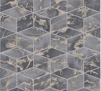 Livingwalls 3D papier peint Metropolitan Stories papier peint marbré Alena St. Petersburg papier peint intissé gris or noir 10,05 m x 0,53 m