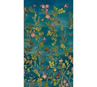 Livingwalls A.S. Création Vibes & Styles Papier Peint Intissé - Atmosphère Chaude avec Botanique, Géométrie & 3D - Vinyle - Fleurs, Feuilles Vignes, 1,59 m x 2,80 m, Bleu/Vert - 792163