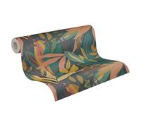 Livingwalls Anna D'Andrea papier peint intissé floral 10,05 m x 0,53 m - bleu, jaune, vert, rose, multicolore - papier peint feuilles - 782091