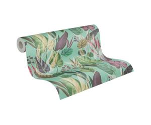 Livingwalls Anna D'Andrea papier peint intissé Floral 10,05 m x 0,53 m - bleu, vert, violet, gris - papier peint feuilles - 782194