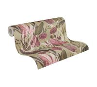 Livingwalls Anna D'Andrea papier peint intissé Floral 10,05 m x 0,53 m - vert, marron, rose, gris - papier peint feuilles - 782192
