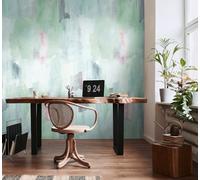 Livingwalls Anna D'Andrea Papier peint photo abstrait 1,59 m x 2,80 m - bleu, gris, vert, rose - papier peint aquarelle - 782071