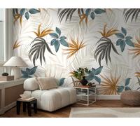 Livingwalls COSMOPLITAN 791451 Papier peint photo intissé avec motif de feuilles en beige, bleu, marron, motif floral 8,80 x 0,53 m