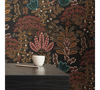 Livingwalls Famous Garden 393495 Papier peint intissé Motif fleurs Noir/multicolore Orange/rouge 10,05 m x 0,53 m Fabriqué en Allemagne