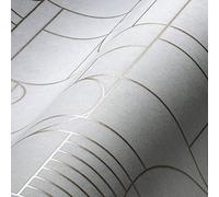 Livingwalls Home Spa 386992 Papier peint en non-tissé Motif géométrique Blanc Home Spa 10,05 x 0,53 m Fabriqué en Allemagne, Blanc, or, 10,05 m x 0,53 m
