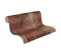 Livingwalls papier peint intissé à motif de feuilles en marron, rouge, beige, métallisé, papier peint décoratif 10,05 x 0,53 m Made in Germany - 786735